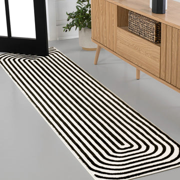 Freya High-Low Modern Scandinavian Arch Stripe Monotone Indoor/Outdoor Area Rug